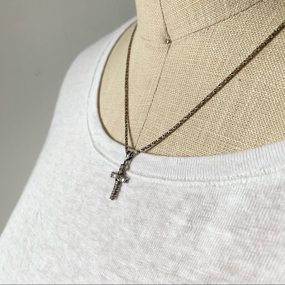 Sterling Silver & Cubic Z Cross Pendant Necklace - Picture 6 of 9